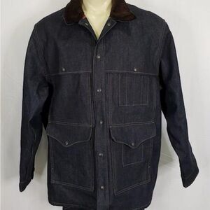 Filson Wool-Lined Denim Cruiser Jacket with Brown Corduroy Collar